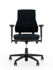 image showing black medium back office chair with armrests and 5 point plastic base