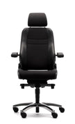 front view of rh secur 24 chair in black with polished aluminium base