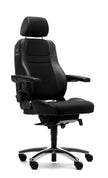 black rh secur 24 chair with black leather panels and armrests and headrest