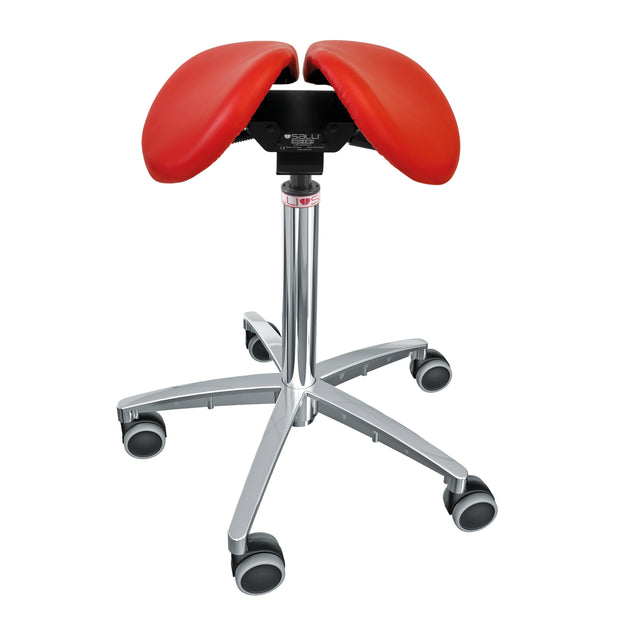 red salli multiadjuster saddle chair with 540mm silver aluminium base
