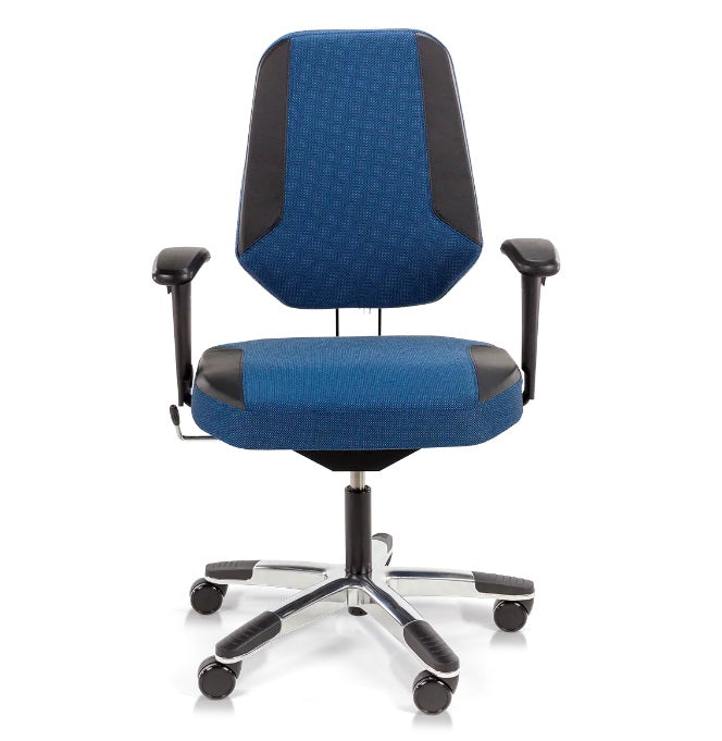 blue and black score maxxline bariatric chair with polished aluminium base