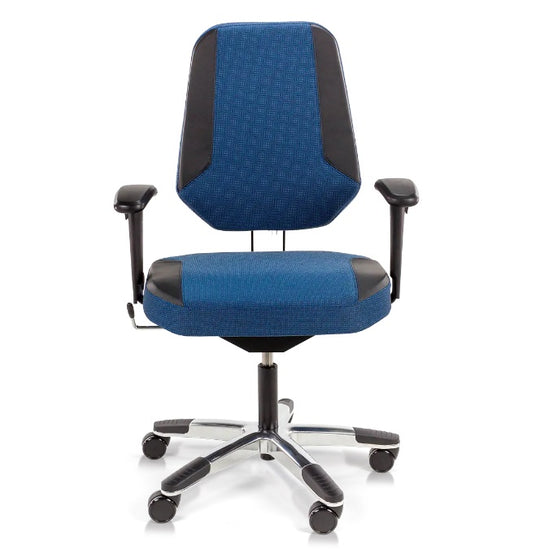blue and black score maxxline bariatric chair with polished aluminium base