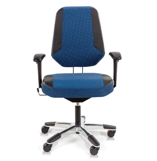 blue and black score maxxline bariatric chair with polished aluminium base