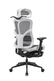 Grey and black ergonomic office chair on a white background