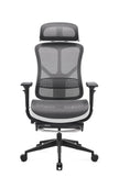 Black mesh office chair on a white background