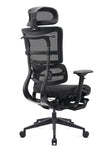 Black ergonomic gaming chair with mesh back on a white background