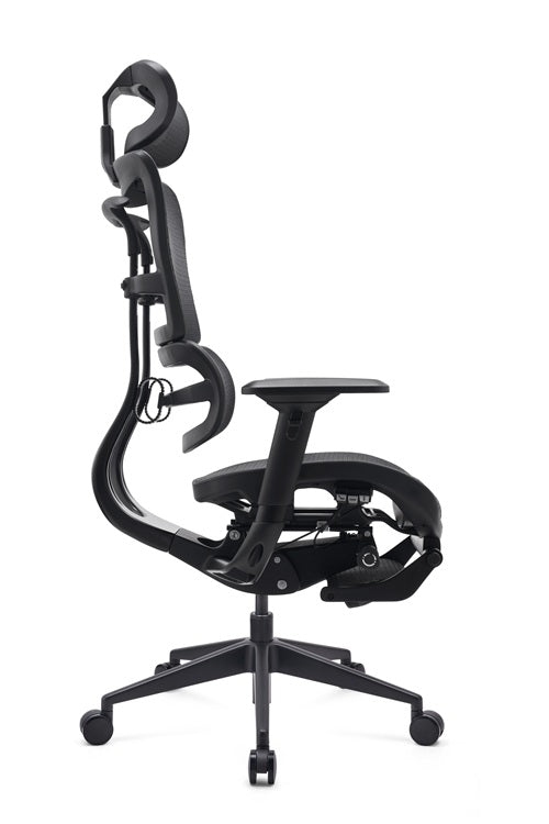 Black ergonomic gaming chair on a white background