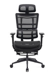 Black ergonomic office gaming chair with mesh back and seat on a white background