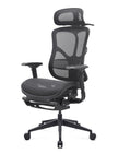 Black mesh office chair on a white background