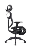 Black mesh ergonomic office chair with headrest on a white background