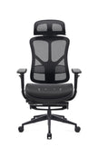 Black mesh office chair on a white background
