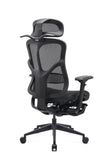Black ergonomic office chair with mesh back on a white background