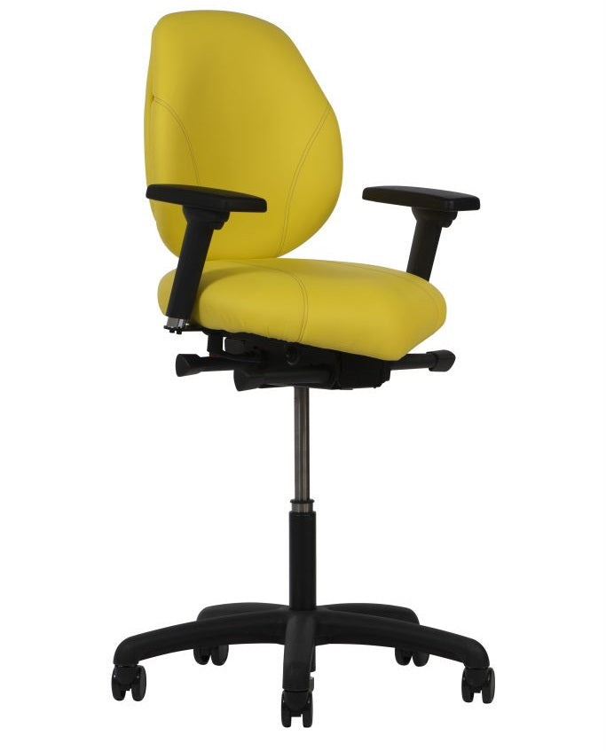 green sit stand chair with armrests
