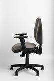grey ergonomic office chair with black base on a white background