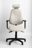 White office chair with black base on a white background